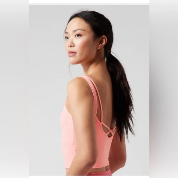 Athleta Shanti Keyhole Tank Top Womens XSmall Spring coral Crop - Picture 2 of 7